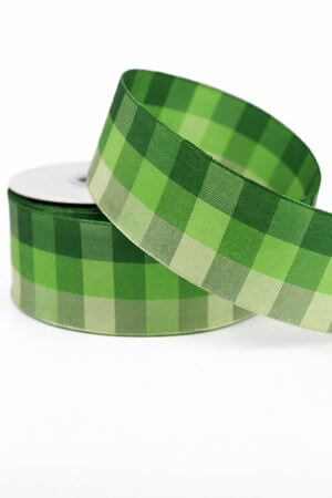 Háromárnyalatú zöld kockás szatén szalag 3,5cm 