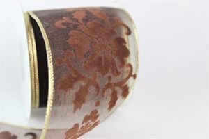 Barna átlátszó szalag díszítéssel 6,5cm 