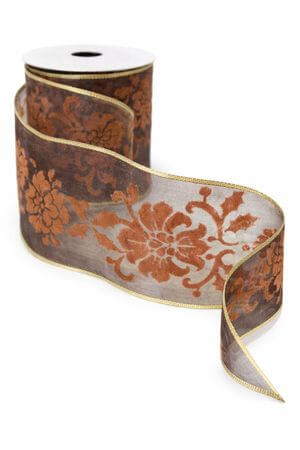 Barna átlátszó szalag díszítéssel 6,5cm 