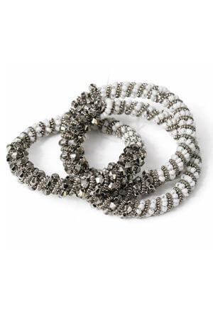 Fehér-ezüst színű díszes szalvétakarikák 3-szett 