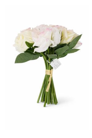Bílá kytička růží s růžovým odstínem s puky