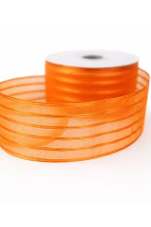 Oranžová průhledná stuha pruhovaná 3,5cm x 10m