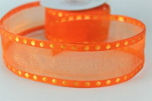 Narancssárga átlátszó szalag pöttyökkel 3,5cm 