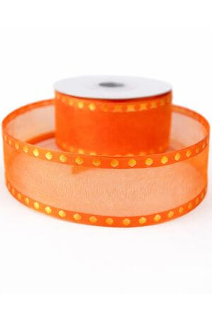 Oranžová průhledná stuha s kruhy 3,5cm x 10m