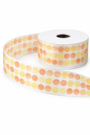 Fehér-narancs színű átlátszó pöttyös szalag 3,5cm 
