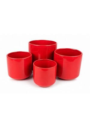 Červený keramický okrúhly kvetináč 18 cm