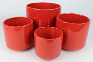 Piros kerek kerámia virágcserép 15cm 