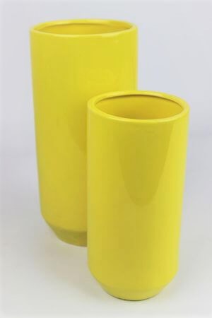 Sárga kerek kerámia váza 25cm 