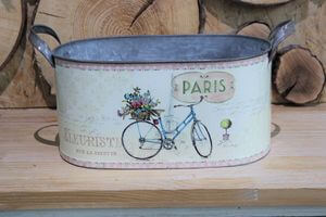 Krémovoružová oválna plechová nádoba 30cm