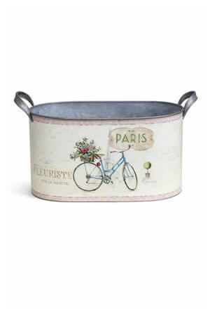 Krémovorůžová oválná plechová nádoba 30cm