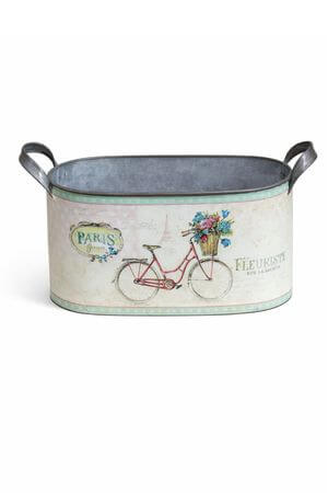 Krémovozelená oválná plechová nádoba 26cm