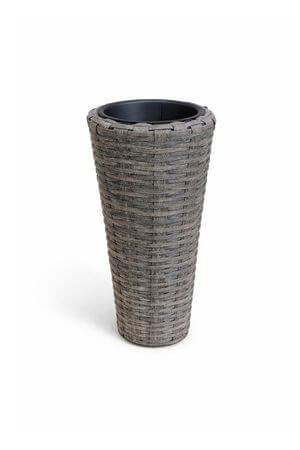 Hnedý okrúhly plastový ratanový kvetináč 38cm