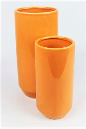 Oranžová keramická kulatá váza 25cm
