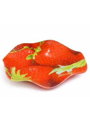 Červená miska na ovocie v jahodovom dizajne 24cm