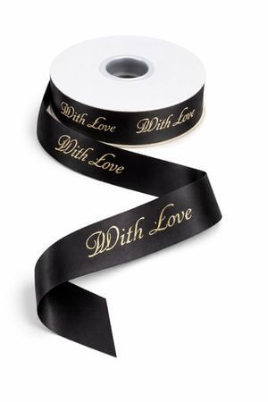 Fekete szatén szalag arany színű angol felirattal 