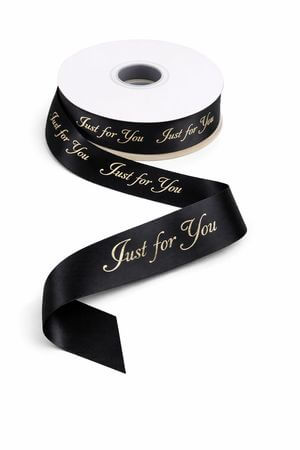 Fekete szatén szalag arany színű felirattal 2cm 