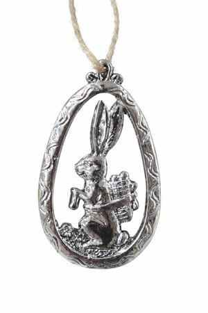 Strieborné závesné vajičko so zajkom 7cm