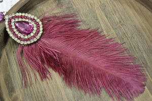 Rózsaszín toll karácsonyfadísz, drágakővel 20cm