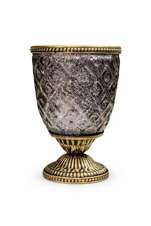 Fialový rustikální svícen na podstavci 16cm