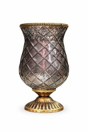 Fialový rustikální svícen tvaru číše 22cm