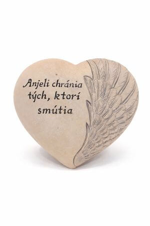 Hnedosivé patinované srdce na hrob 13cm