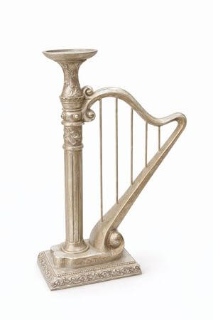 Antik ezüst hárfa alakú gyertyatartó 