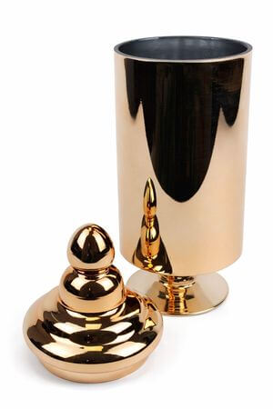 Arany füstös üvegedény állványon 35cm