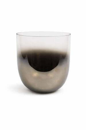 Antracitový šedý lesklý skleněný květináč 20cm