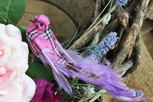 Rózsaszín madár csipeszen 20 cm