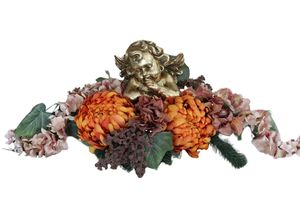 Oranžově hnědá umělá ikebana na hrob