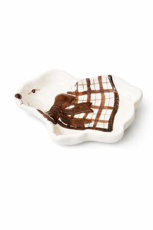 Bílo hnědá velikonoční miska ve tvaru zajíce 19cm