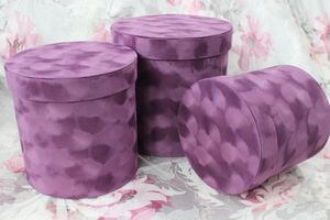 Lila bársony díszdobozok 3-szett
