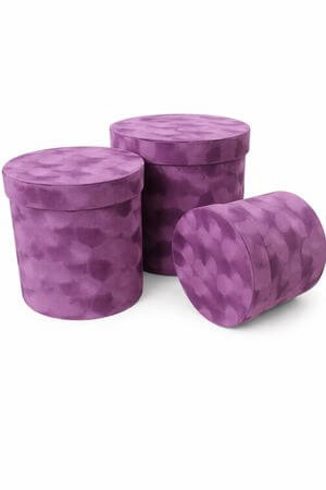 Fialové sametové flower boxy 3-set