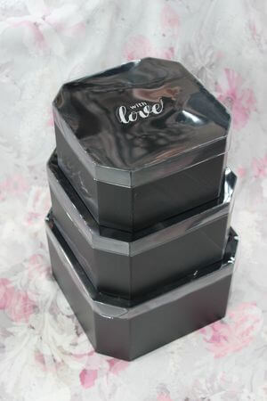 Čierne flower boxy s priehľadným vrchom 3-set
