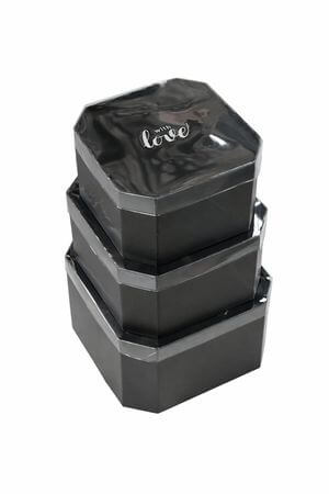 Čierne flower boxy s priehľadným vrchom 3-set
