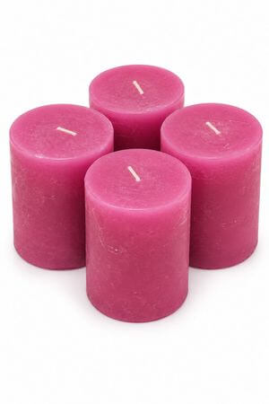 Růžové tmavé adventní svíčky 8 x 6 cm 4-set