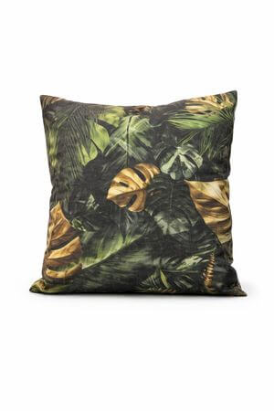 Zeleno zlatý dekoračný vankúš MONSTERA 43cm