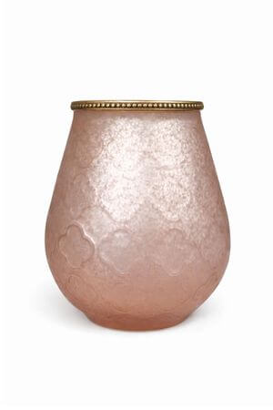 Růžový mléčný skleněný svícen 18cm