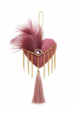 Tmavě růžové sametové srdíčko Karneval 23cm