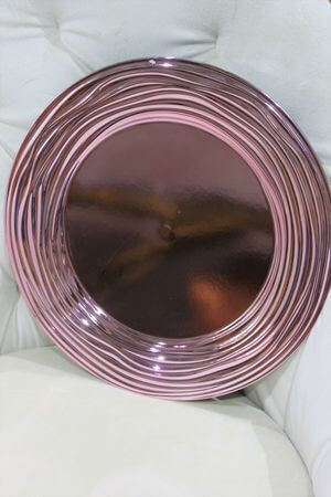 Rózsaszín fényes Moderno dekor tálca 33 cm