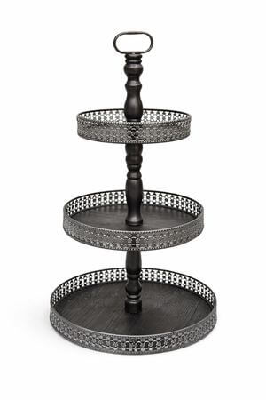 Sivo strieborný 3-etažér 74cm