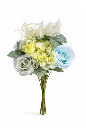 Kék-krémszínű mű csokor 38cm