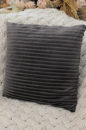 Hnědě šedý sametový skládaný dekorační polštář