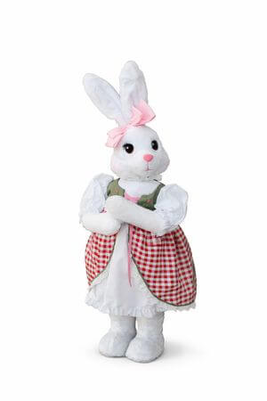 Zajačica vintage v zelenkavých šatách 60cm