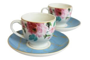 Summer porcelán csészék, csészealjakkal 2-szett