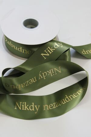 Zelená stuha ,,Nikdy nezabudneme" 5cm 50m