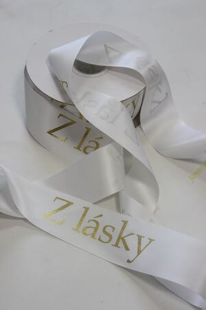 Bílá stuha Z lásky 5cm 50m