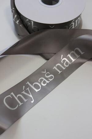 Sivá stuha ,,Chýbaš nám" 5cm 50m