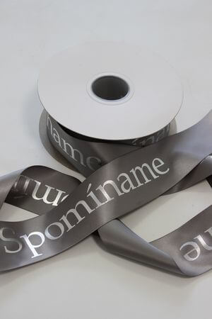 Šedá stuha "Spomíname" 5cm