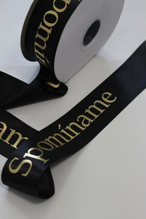Čierna stuha "Spomíname" 5cm